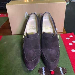 Christian Louboutin Brown Suede zip pump